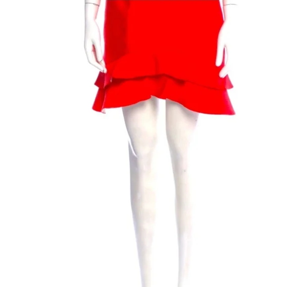 Sandro Red Ruffle Skirt Holidays Christmas Festive - Picture 8 of 14